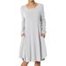 TheMogan Women's S~3XL Basic Jersey Knit Long Sleeve Pocket A-Line T-Shirt Dress