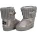 bebe Toddler Girlsâ€™ Little Kid Slip On Mid Calf Distressed Metallic Winter Boots with Knit Cuff and Logo Ornament