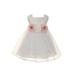 Kids Dream Baby Girls White Floral Adorned Silk Tulle Flower Girl Dress