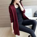 Pretty Comy Korean Style Loose Casual Solid Color Knit Cardigan Fashion Trend Long-sleeved Women's Coat Rose Red M
