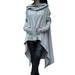 Sexy Dance Women Sport Long Sleeve Hoodie Sweatshirt Tops Oversized Drawstring Pullover Jumper Side Pockets Irregular Hem Outwear Tops Blouses