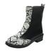 MIARHB Women's Short Tube Plus Size Fashionable Snake Print Side Zipper Ankle Boots