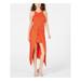 MATERIAL GIRL Womens Orange Twist Front Sleeveless Halter Midi Hi-Lo Party Dress Size S