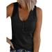 Women V Neck Tank Tops Summer Ribbed Sleeveless Henley Shirts Casual Button Up Cami Knit Tees