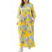 Sexy Dance Ladies Summer Casual Loose Dress Beach Cover Up with Three Quarter Sleeve Long Swing Maxi Dresses XL-4XL