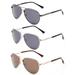 3 Pack Metal Rim Aviator Sunglasses for Men for Women, Gunmetal, Silver & Dark Brown