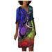 Follure Womens Summer Sex Printed Casual V-Neck Ladies Dress Beach Short Sleeve Dress,summer dresses for women