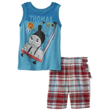 Thomas & Friends Infant & Toddler Boy Blue Thomas the Train Outfit Plaid Shorts