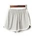 Summer Street Casual Women Short Pants Women All-match Loose Solid Soft Cotton Casual Female Stretch Shorts Plus Size Gray L