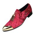 Amali Mens Casual Designer Smoking Slip on Slipper Velvet Loafer Shoes Red Size 14