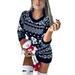 Womens Long Pullover Sweater Dress Christmas Knitted Slim Tunic Dress Long Sleeve Crew Neck Party Dresses Ladies Leisure Xmas Loose Shirt Dres