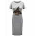 Summer Women's Short Sleeves Animal Print. Crew-Neck Bodycon Dress Casual Dress