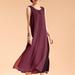New Vintage Women Sleeveless Dress Round Neck Lined Side Split Casual Summer Loose Maxi Dress