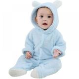 Clearance Newborn Baby Girls Boy Jumpsuit Clothes Infant Warm Coral Fleece Jumpsuit Baby Girls Boy Rompers Blue XL(10-12M)