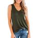 Women's Knit Racerback Tank Tops V Neck Sleeveless Blouses Sweater Casual Sheer Vest