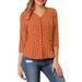 Allegra K Women's Polka Dots 3/4 Sleeve Casual Button Front Blouse Top