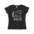 Inktastic 2021 Chinese New Year Ox Adult Women's T-Shirt Female Storm Camo M