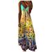 ClodeEU Fashion Women Summer V-Neck Casual Printing Loose Sleeveless Loose Long Dress