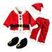 Multitrust Christmas Costume Children Baby Boy Girl Santa Claus Tops+Pants+Hat+Shoes Xmas Clothes Set