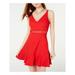 SPEECHLESS Womens Red Cut Out Sleeveless V Neck Short Fit + Flare Dress Size 5