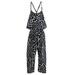 LA HIEBLA Little Girls Stripe Floral Lace Ruffle Sleeveless Halter Jumpsuit Outfits