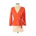 Pre-Owned J.Crew Women's Size 0 Orange Eyelet Wrap Top