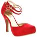 Dream Pairs Office-02 Women's Classy Mary Jane Double Ankle Strap Almond Toe High Heel Pumps Shoes Office-02 Red Size 5