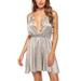 Ladies Backless Mini Dress Women Lingerie Silk Dress Deep V-Neck Beach Sundress Nightgown Sleeveless Crisscross Swing Boho Strappy Dress for Womens