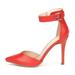 Dream Pairs Women's Ankle Strap Stilettos Pointed Toe High Heel Pumps Shoes Oppointed-Ankle Red Size 5.5