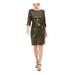 ROBBIE BEE Womens Gold Sequined Long Sleeve Cowl Neck Above The Knee Sheath Evening Dress Size PS