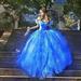 Princess Adult Costume Women Party Blue Off Shoulder Dress New Solid Summer Costume Ball Gown Dresses