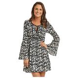 Rock & Roll Cowgirl Juniors Bell Sleeve Dress with Allover Geometric Print, Navy (X-Large)