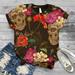 Womens tops time and tru tops graphic tees Plus Size Women Short Sleeve 3D Skull Printed O-Neck Tops Tee T-Shirt Blouse