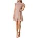 Allegra K Junior's Cap Sleeve Crochet Tie Belt Ruffle Hem A-line Dress