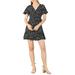 Allegra K Women's Wrap V Neck Ruffled Flutter Sleeves Belted Floral Flowy Dress