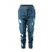 Women's Ripped Distressed Stretch Jeans High Waist Slim Fit Skinny Denim Comfy Pants Denim Jeans Trouser Blue