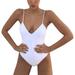 ZEDWELL Women Swimwear Solid One-Piece Suits Sexy High Cut One Piece Swimsuit Backless Swim Suit Thong Bathing Suit Female Monokini