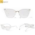 Women Retro Semi-metal Diamond Cat Eye Clear Classic Large Frame PC Lens Elegance Glasses