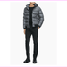 $275 Calvin Klein Solid Logo Down Blend Hooded Puffer Jacket Grey L