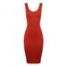 A2Y Women's Ribbed Knit Sleeveless Scoop Neck Midi Bodycon Dress Bright Rust L