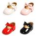 Promotion Clearance Newborn Baby Girls Shoes PU leather Buckle First Walkers With Bow Red Black Pink White Soft Soled Non-slip Crib Shoes