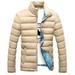 JANDEL Men Winter Stand Collar Down Puffer Jacket, Zipper Bomber Jacket Casual Coat