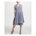 DKNY Womens Navy Plaid Sleeveless V Neck Midi Fit + Flare Dress Size 6