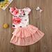 Newborn Baby Girl Clothes Set Summer Sleeveless Floral Ruffle Bodysuit Jumpsuit Skirts Bow Headband Clothing Outfit 3-24M