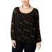 NY Collection Womens Plus Embellished Long Sleeves Pullover Top