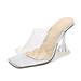 LUXUR Womens Slipper Slingback Thin Heel Heel Slip On Transparent tape Shoes