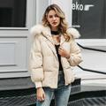Women Winter Big fur collar Coat Long Sleeve Zipper Pocket Overcoat