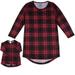 Leveret Kids & Toddler Matching Doll & Girl Nightgown Red & Black Plaid (Size 6 Years)