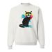 Cool California Beach Kitten Silhouette Sun Cat Mens Cat Lover Crewneck Graphic Sweatshirt, White, 3XL