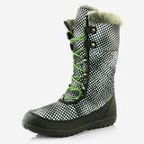 DailyShoes Snow Boots Sale Women's Comfort Round Toe Snow Boots Winter Warm Ankle Short Quilted Lace Up Fashion Boot Mid High Eskimo Fur White,dot,Nylon,9, Shoelace Style Lime Green